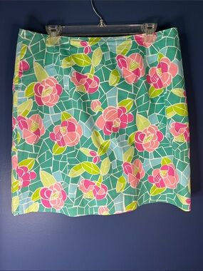 Lilly Pulitzer, 14, fully lined skirt, bright, floral with aqua, green, pink
